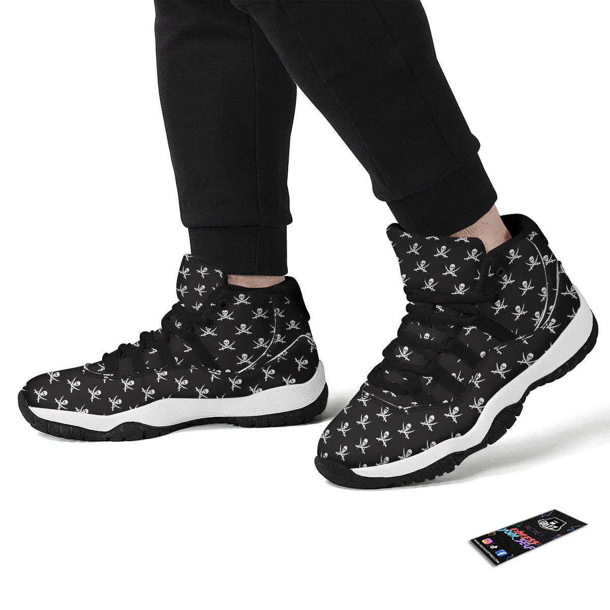 Symbol Pirate Skull Print Pattern Black Bball Shoes-grizzshop