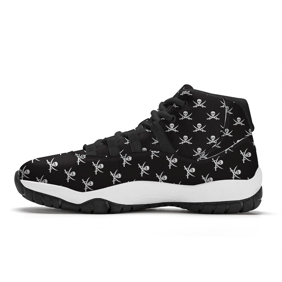Symbol Pirate Skull Print Pattern Black Bball Shoes-grizzshop