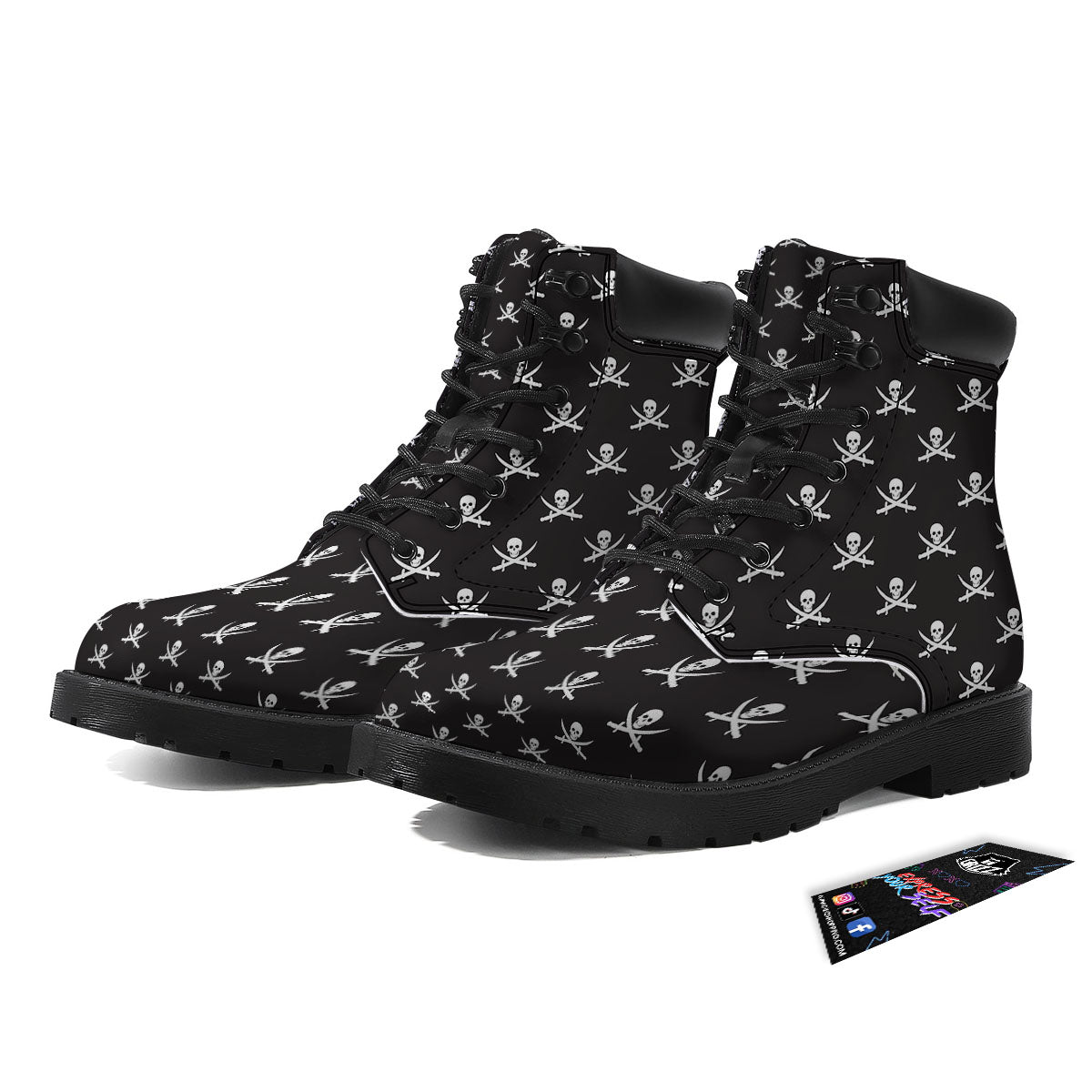 Symbol Pirate Skull Print Pattern Boots-grizzshop