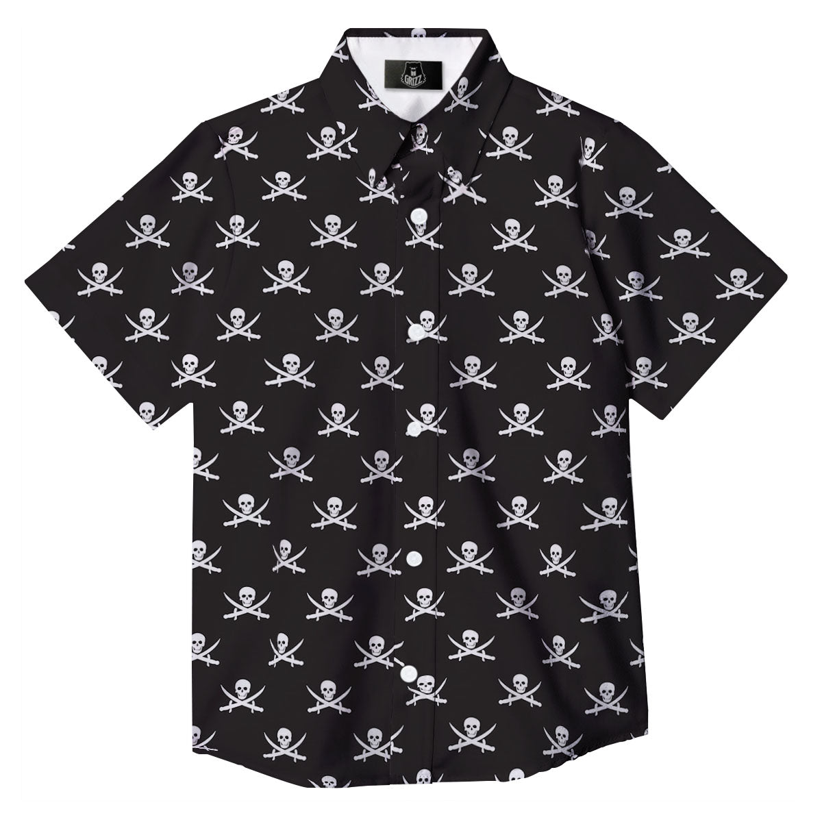 Symbol Pirate Skull Print Pattern Button Up Shirt-grizzshop