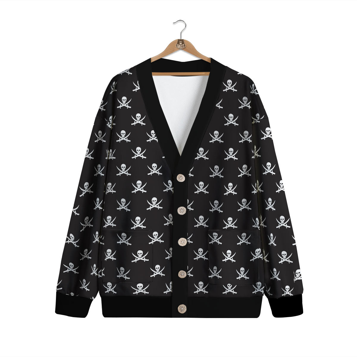 Symbol Pirate Skull Print Pattern Cardigan-grizzshop