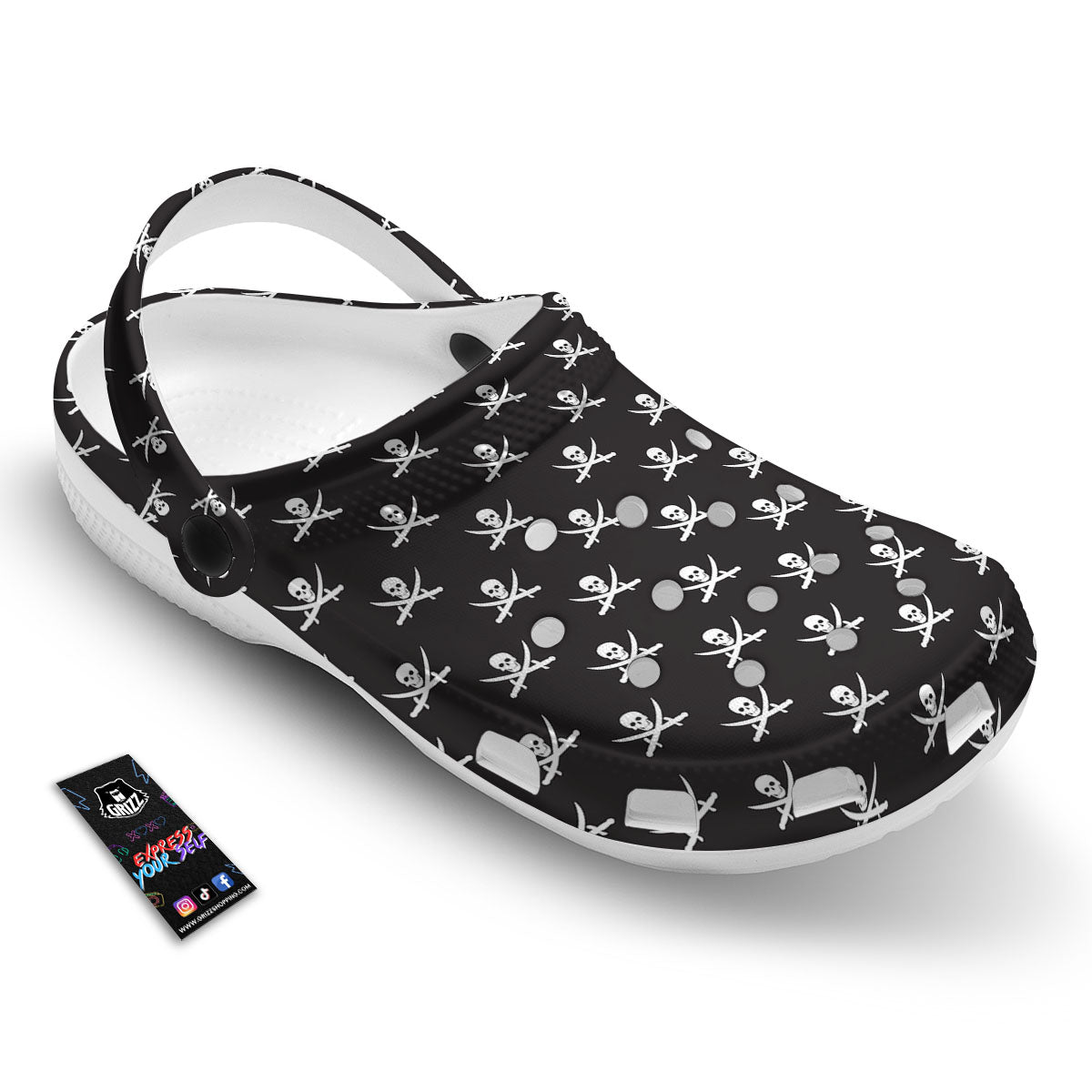 Symbol Pirate Skull Print Pattern Clog-grizzshop