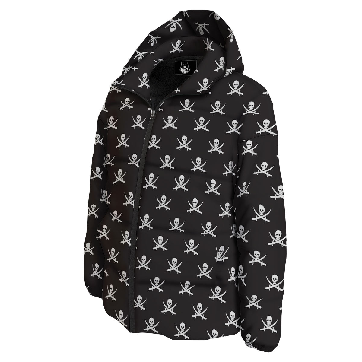 Symbol Pirate Skull Print Pattern Down Jacket-grizzshop