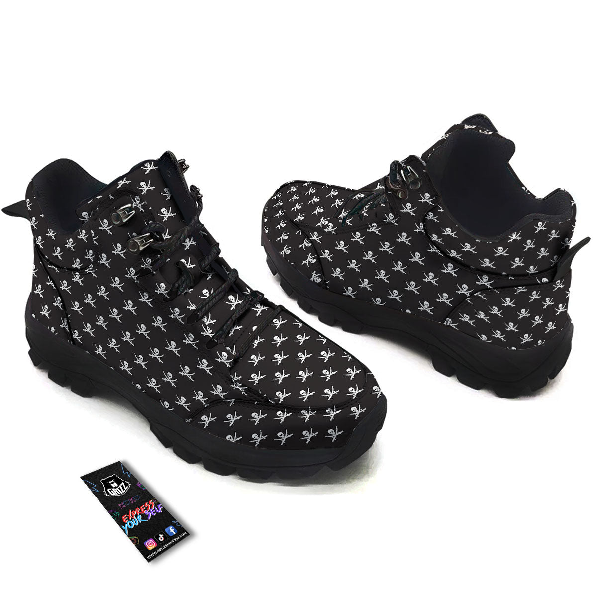 Symbol Pirate Skull Print Pattern Hiking Shoes-grizzshop