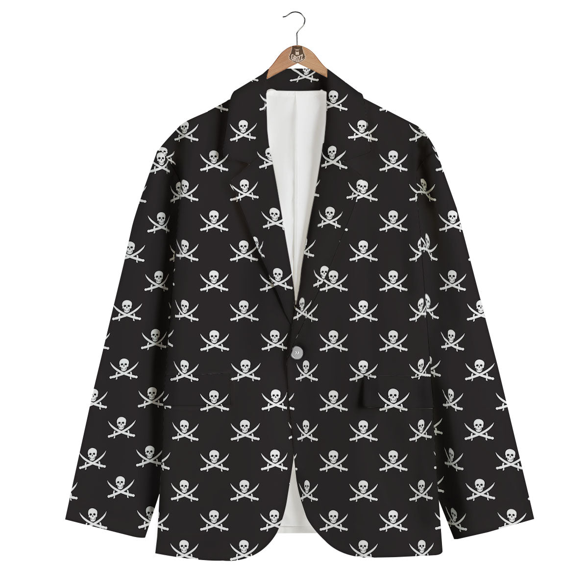 Symbol Pirate Skull Print Pattern Men's Blazer-grizzshop