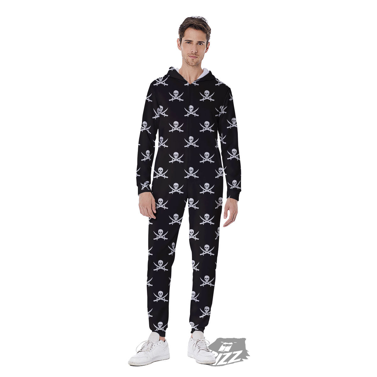 Symbol Pirate Skull Print Pattern Men's Jumpsuit-grizzshop