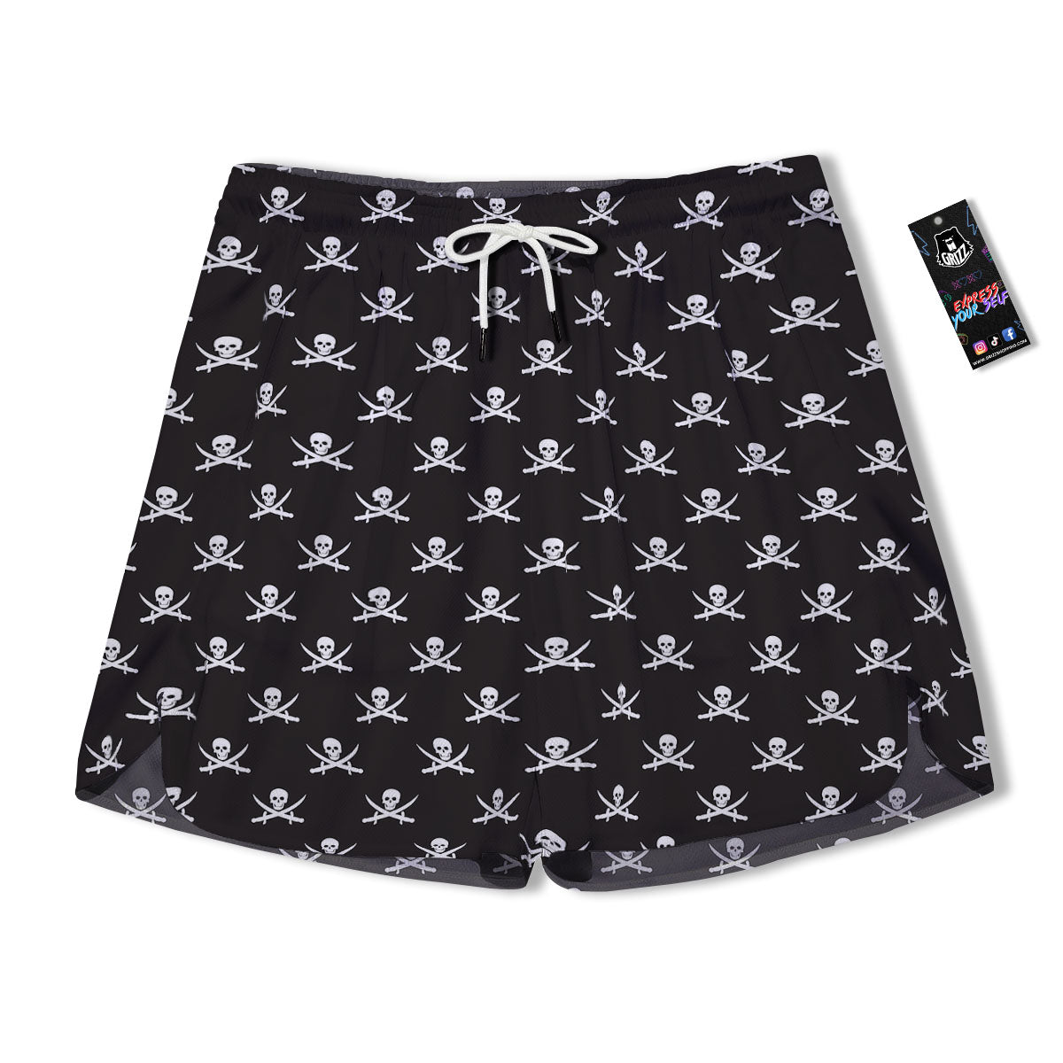 Symbol Pirate Skull Print Pattern Men's Running Shorts-grizzshop