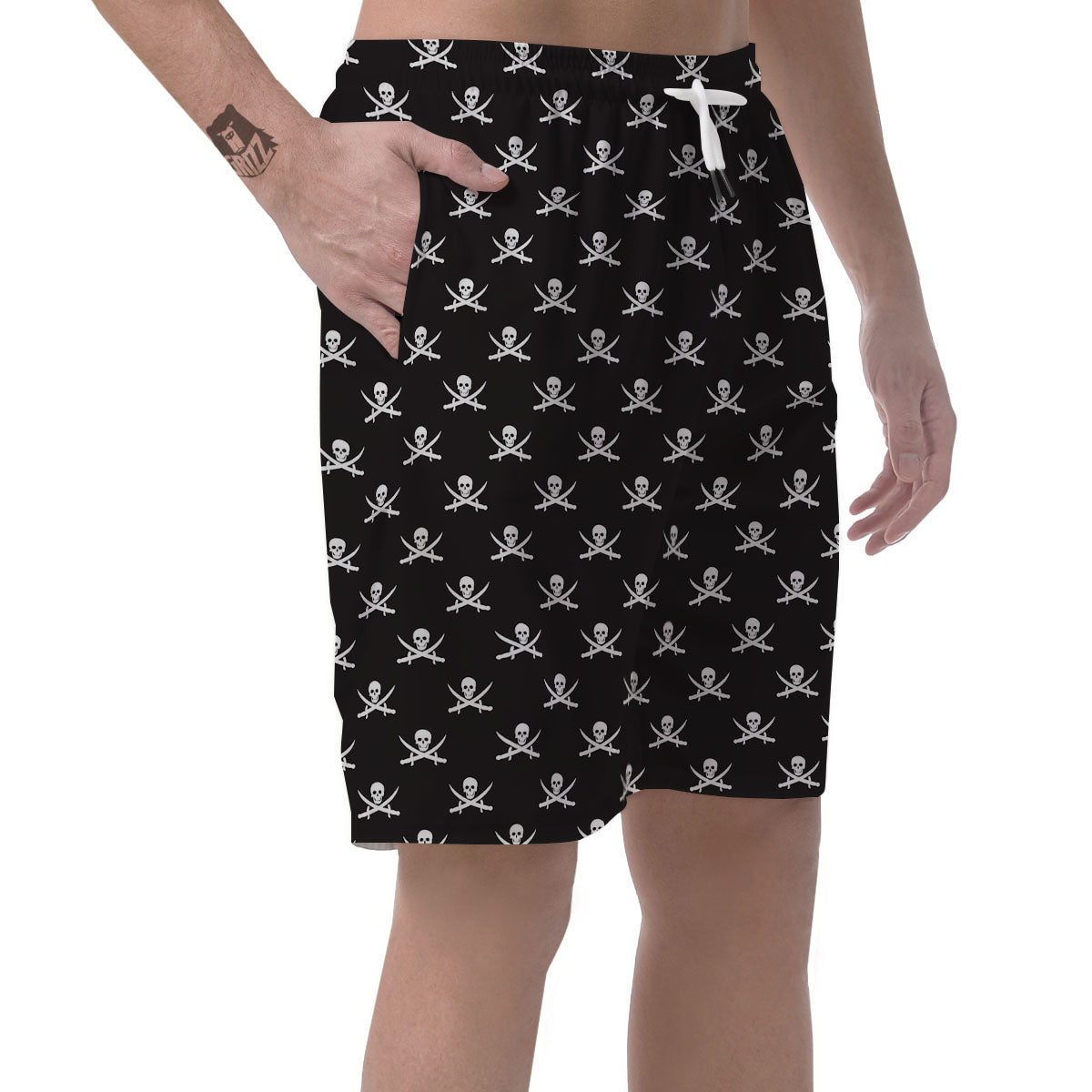 Symbol Pirate Skull Print Pattern Men's Shorts-grizzshop