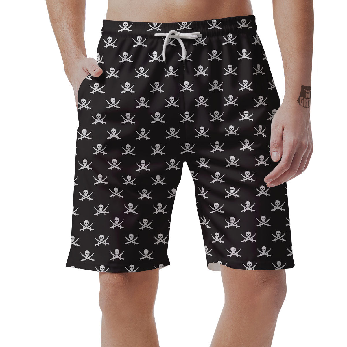 Symbol Pirate Skull Print Pattern Men's Shorts-grizzshop