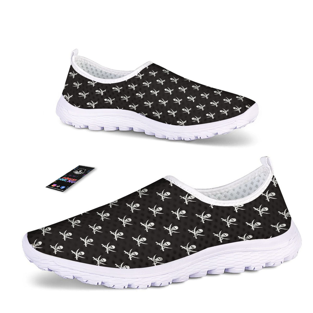 Symbol Pirate Skull Print Pattern Nurse Shoes-grizzshop
