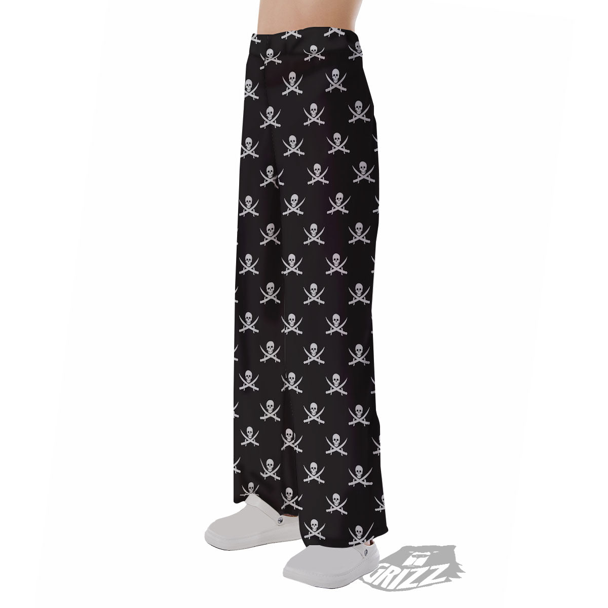 Symbol Pirate Skull Print Pattern Pajama Pants-grizzshop