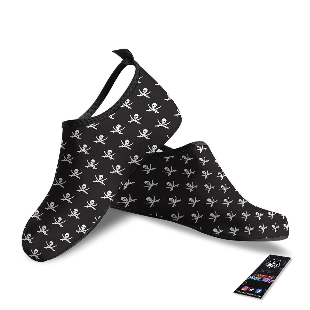 Symbol Pirate Skull Print Pattern Water Shoes-grizzshop