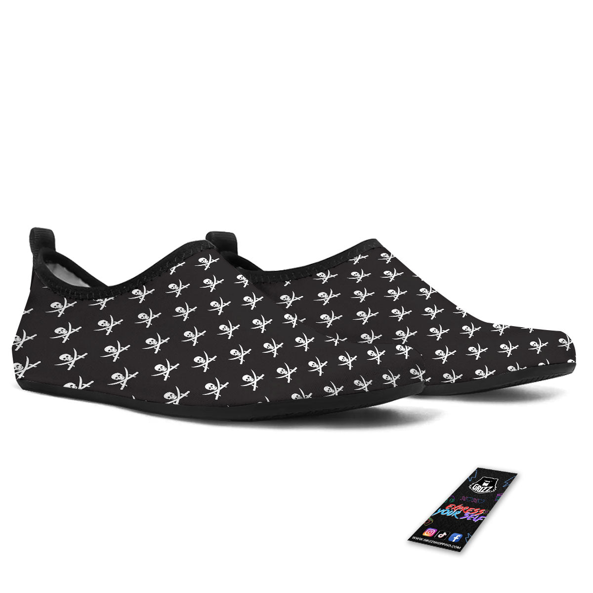 Symbol Pirate Skull Print Pattern Water Shoes-grizzshop