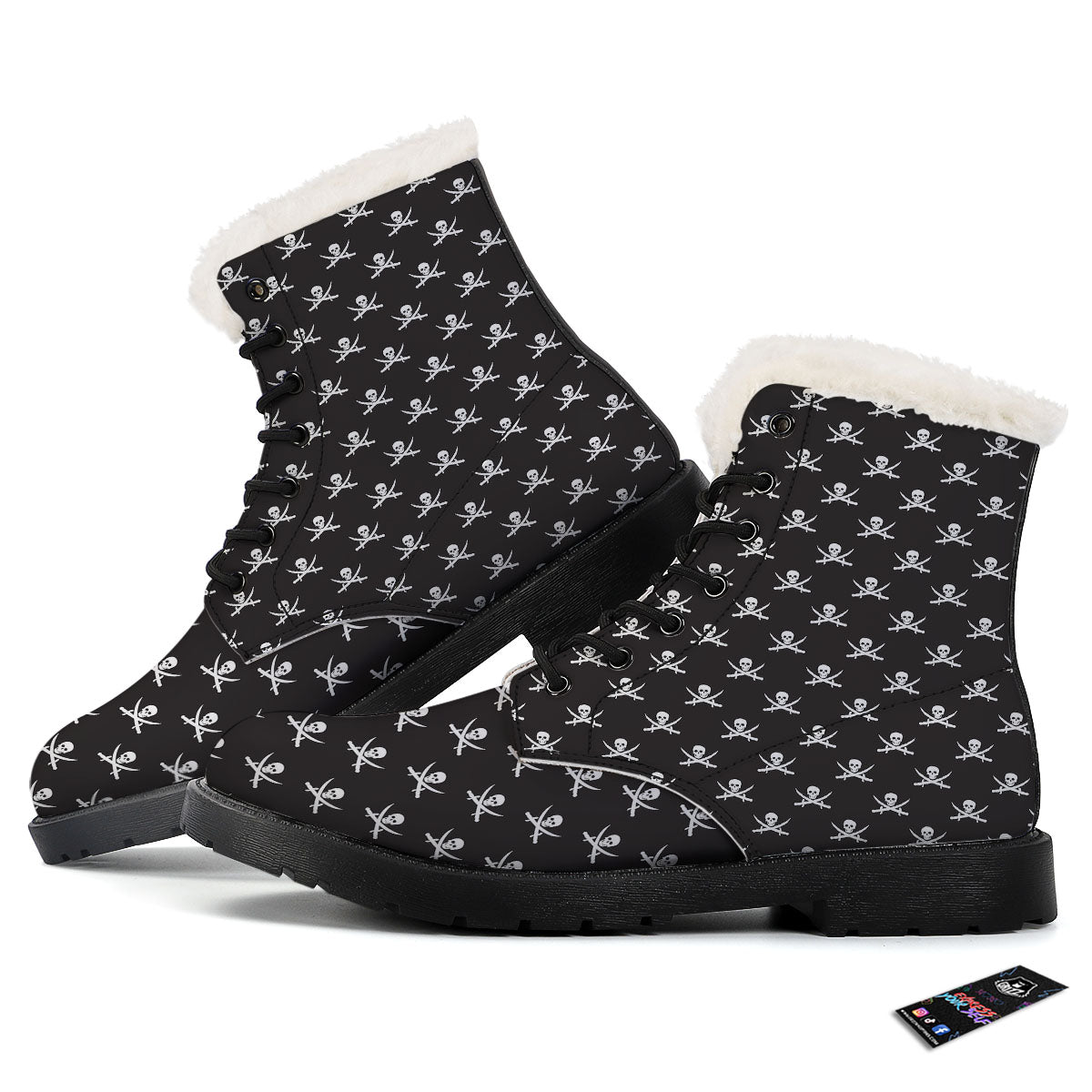 Symbol Pirate Skull Print Pattern Winter Boots-grizzshop