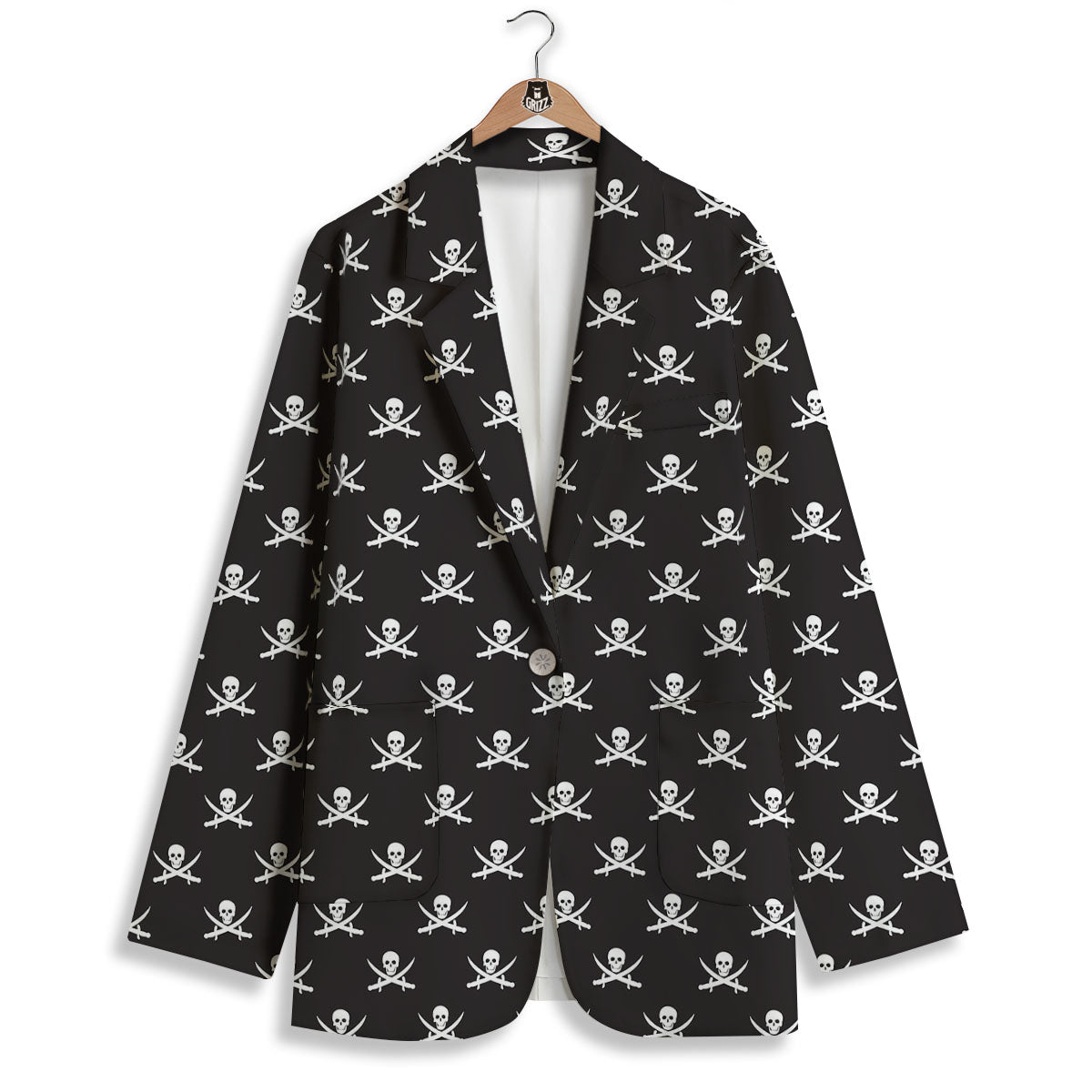 Symbol Pirate Skull Print Pattern Women's Blazer-grizzshop