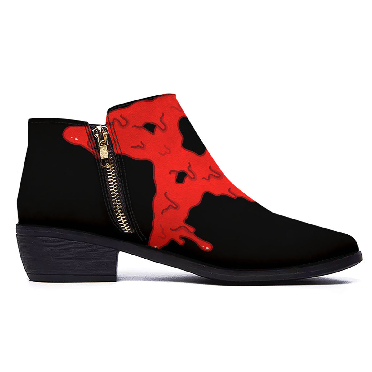 Symbol Red Pentagram Print Ankle Boots-grizzshop