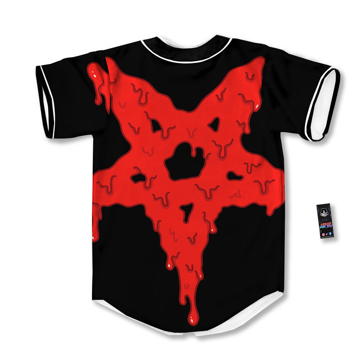 Symbol Red Pentagram Print Baseball Jersey-grizzshop