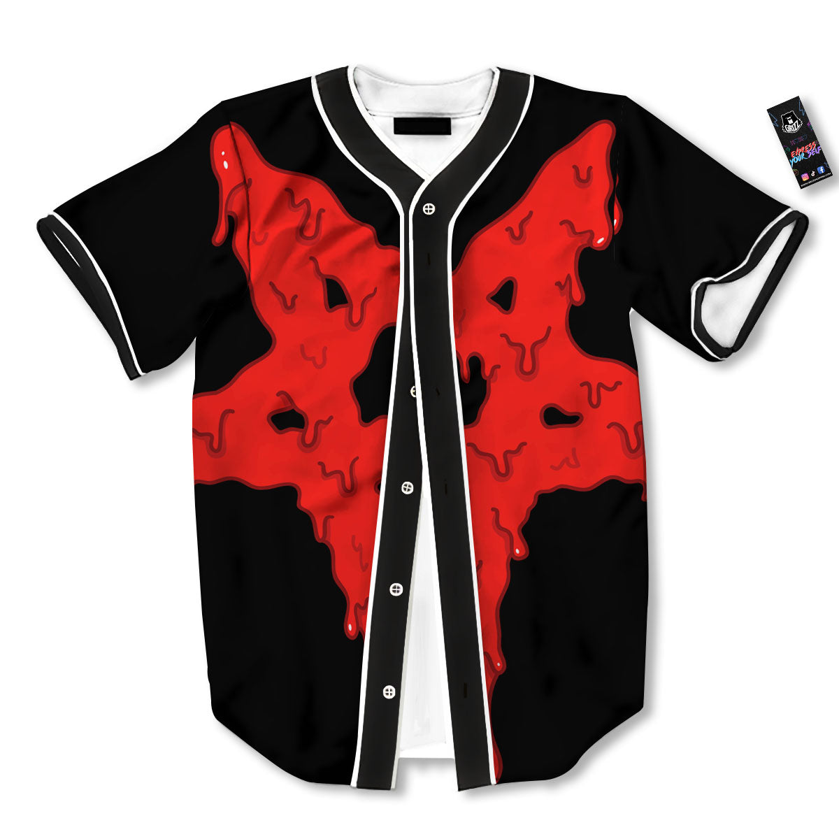 Symbol Red Pentagram Print Baseball Jersey-grizzshop