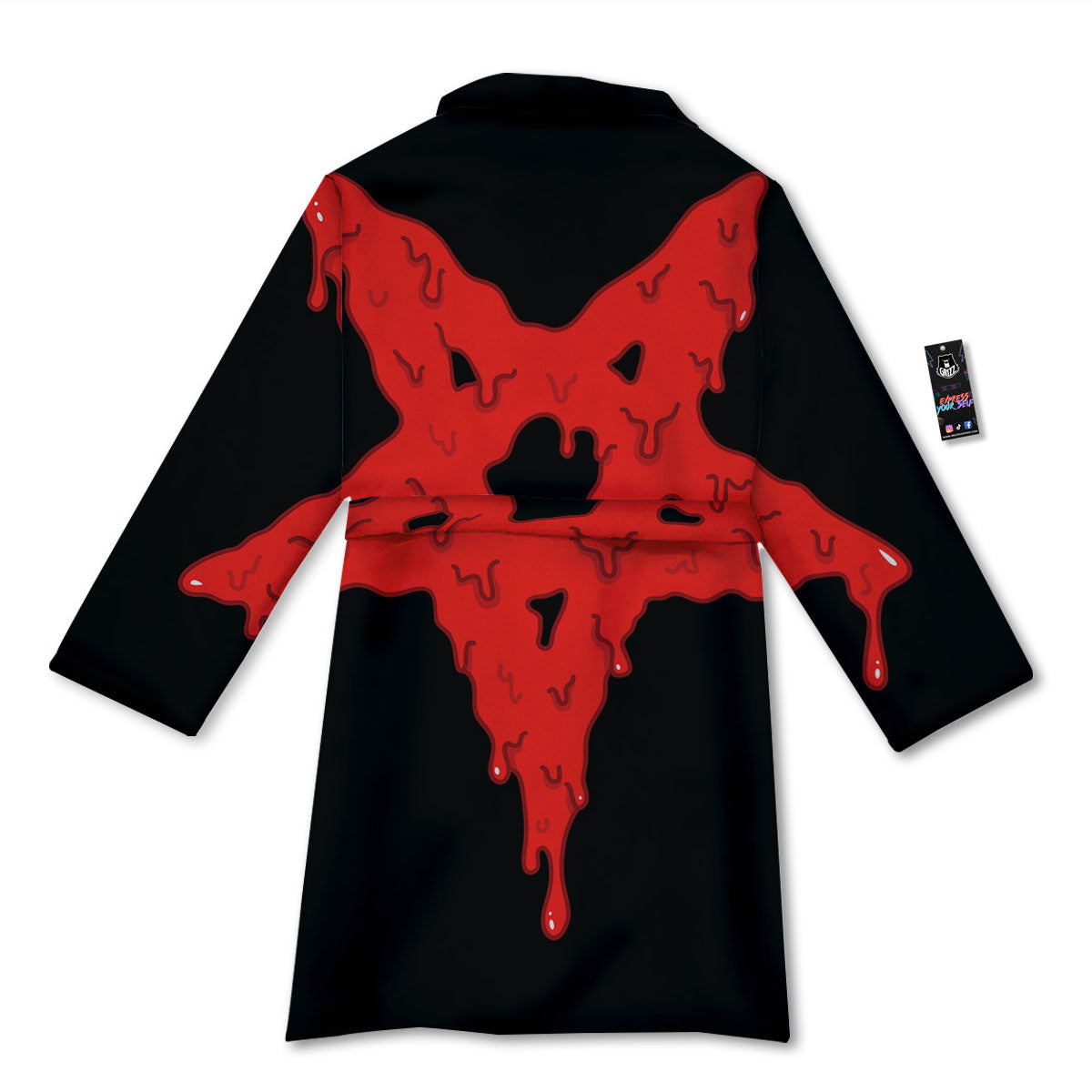 Symbol Red Pentagram Print Bathrobe-grizzshop