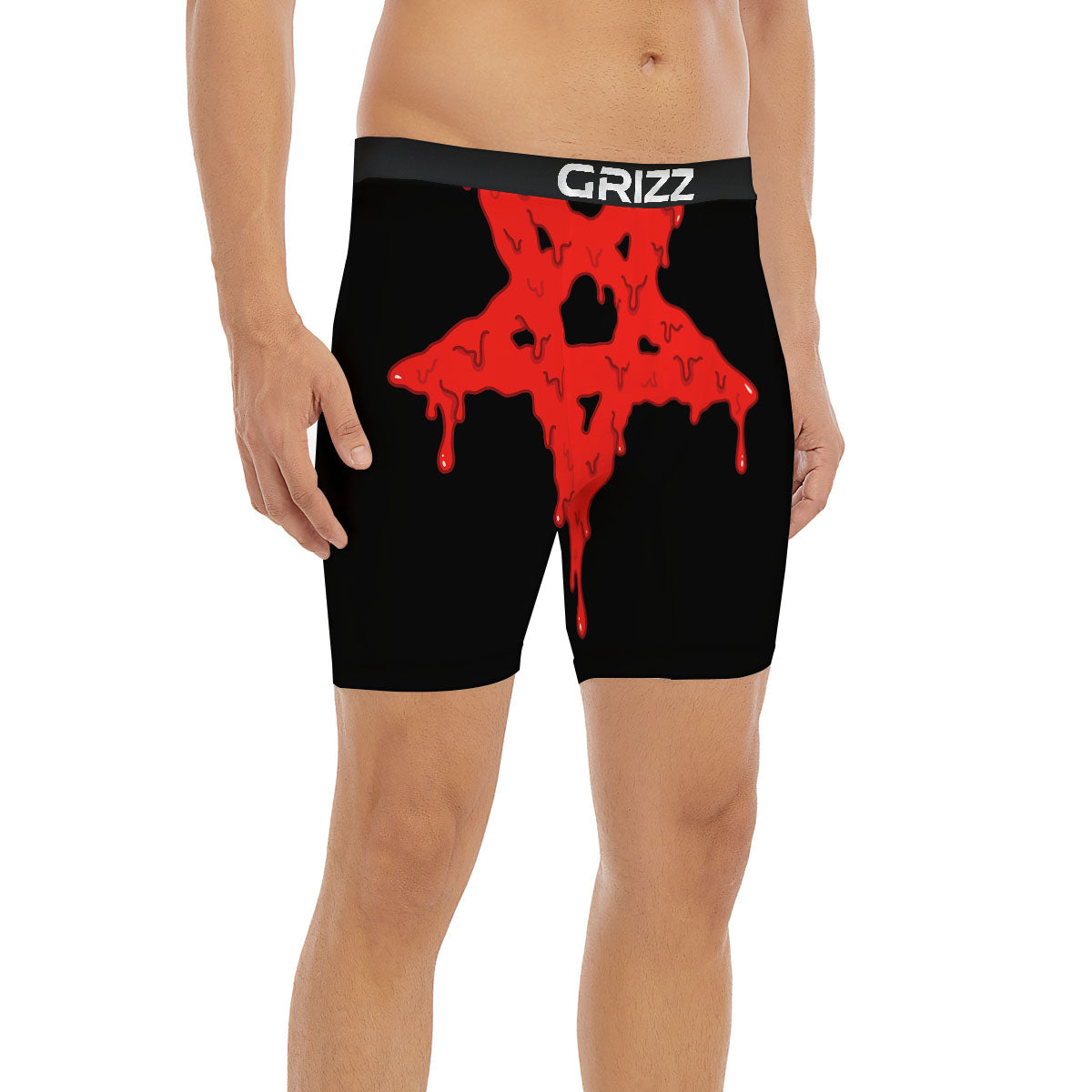 Symbol Red Pentagram Print Boxer Briefs-grizzshop