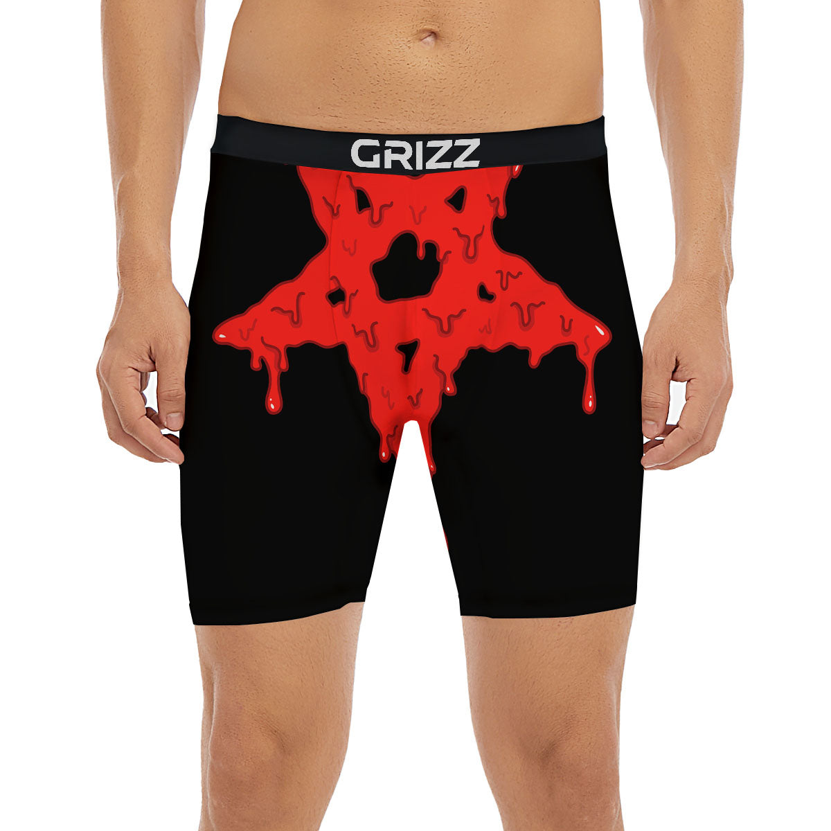 Symbol Red Pentagram Print Boxer Briefs-grizzshop