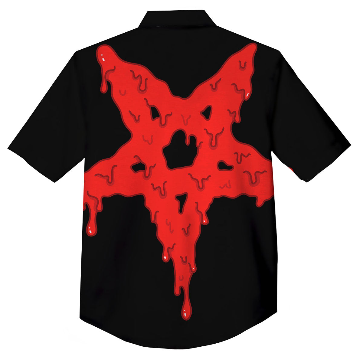 Symbol Red Pentagram Print Button Up Shirt-grizzshop