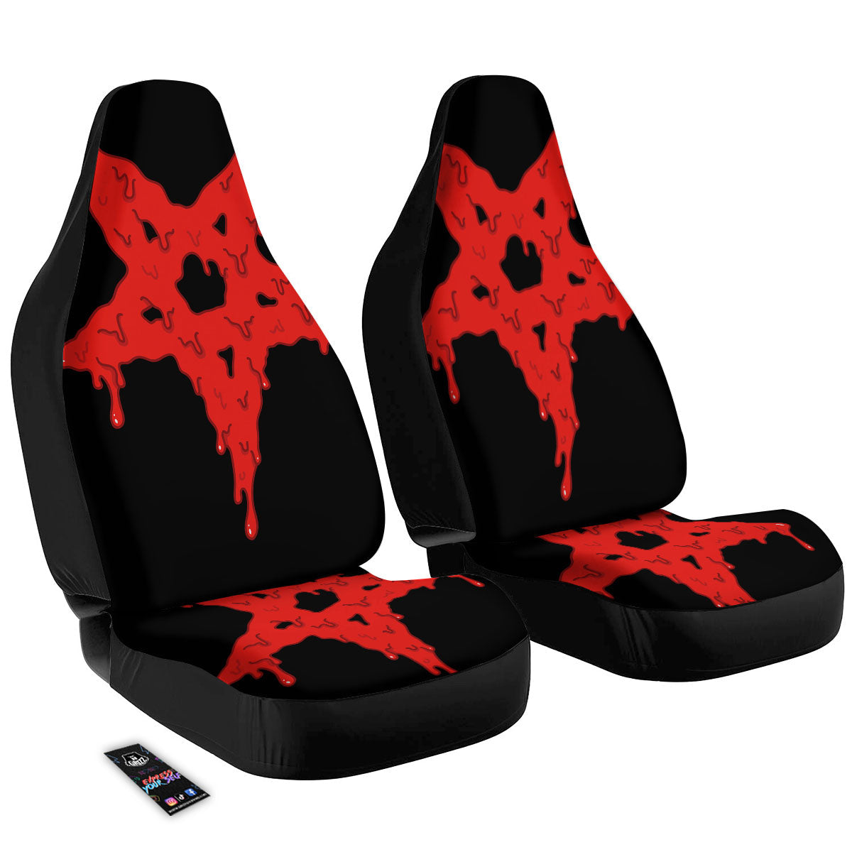Symbol Red Pentagram Print Car Seat Covers-grizzshop