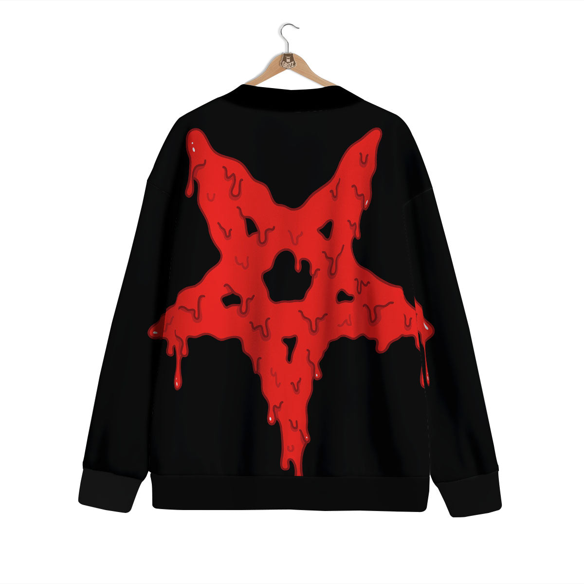 Symbol Red Pentagram Print Cardigan-grizzshop