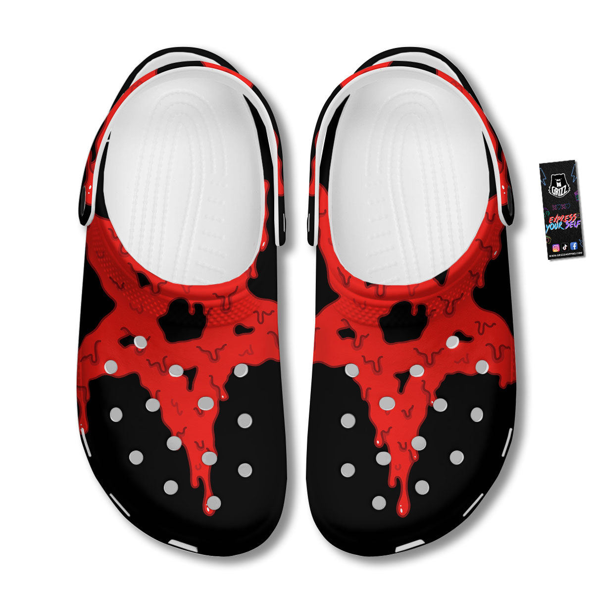 Symbol Red Pentagram Print Clog-grizzshop