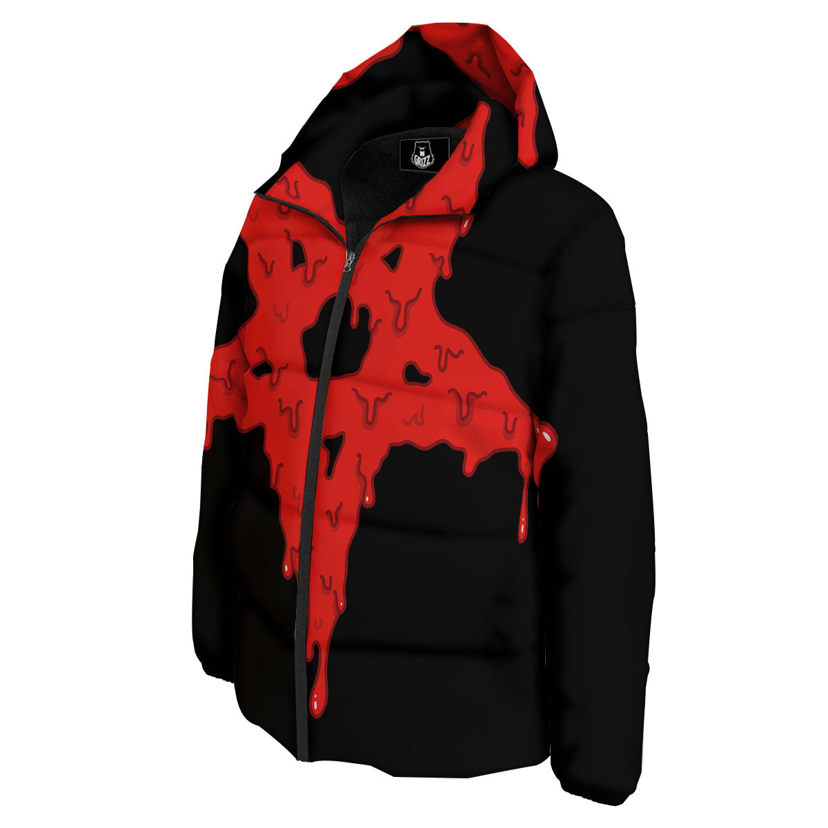 Symbol Red Pentagram Print Down Jacket-grizzshop