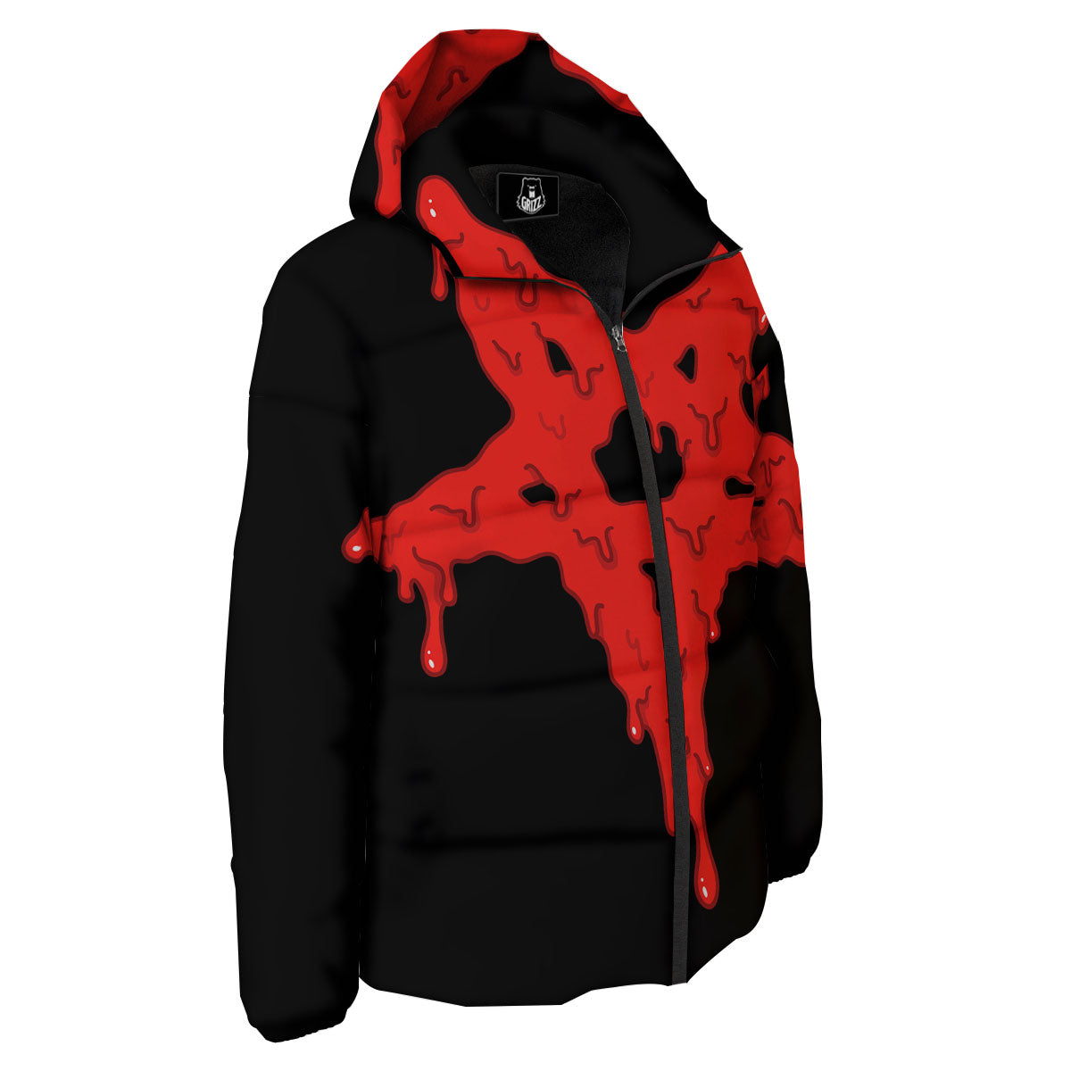 Symbol Red Pentagram Print Down Jacket-grizzshop