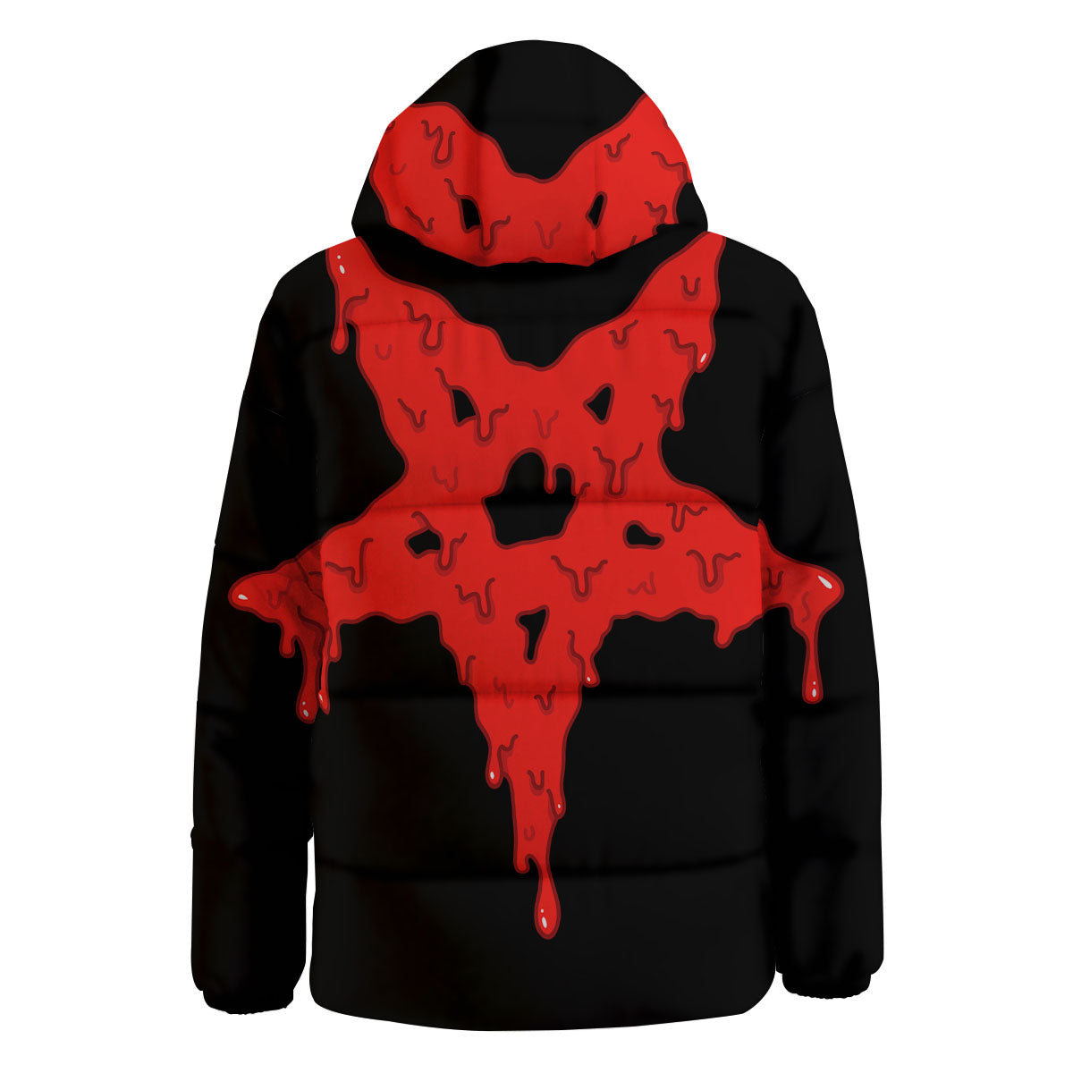 Symbol Red Pentagram Print Down Jacket-grizzshop