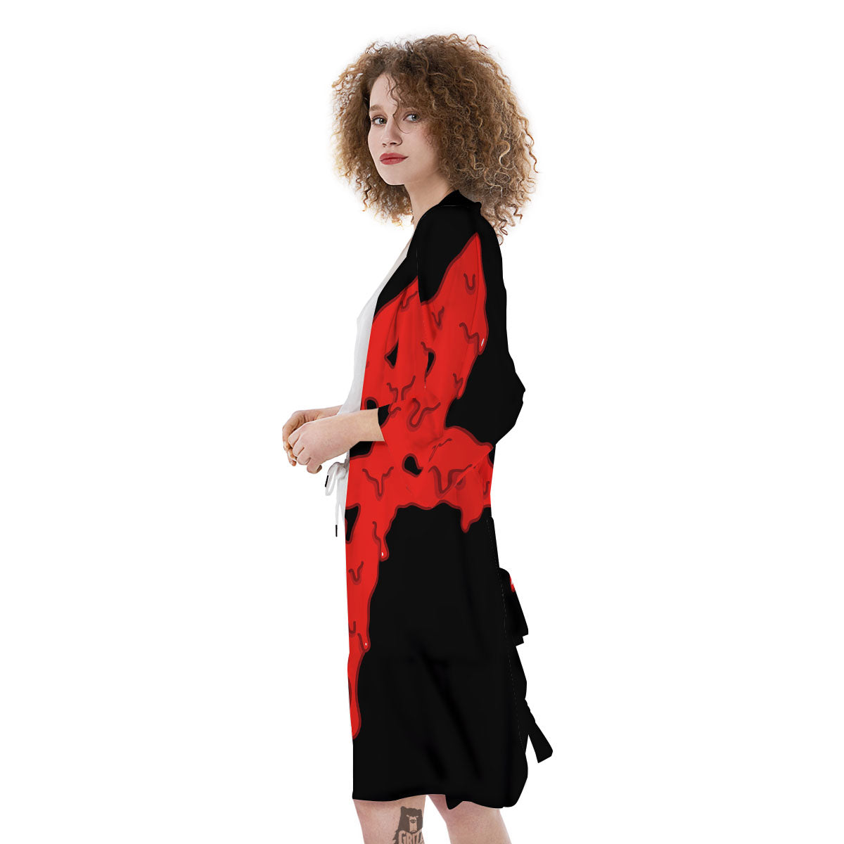 Symbol Red Pentagram Print Kimono-grizzshop