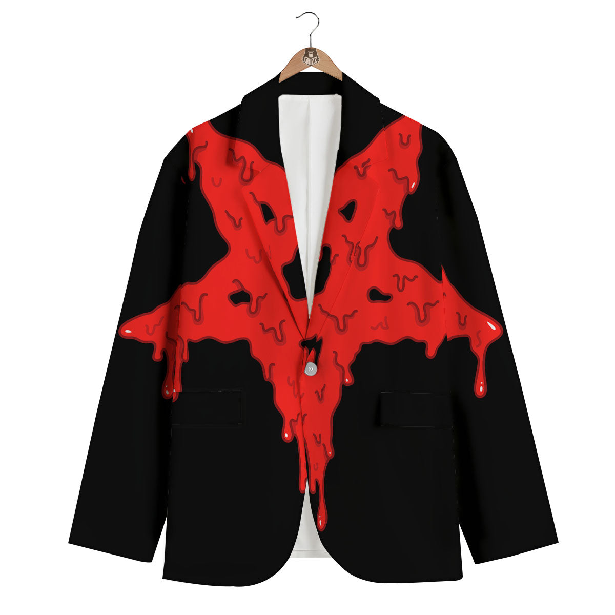 Symbol Red Pentagram Print Men's Blazer-grizzshop