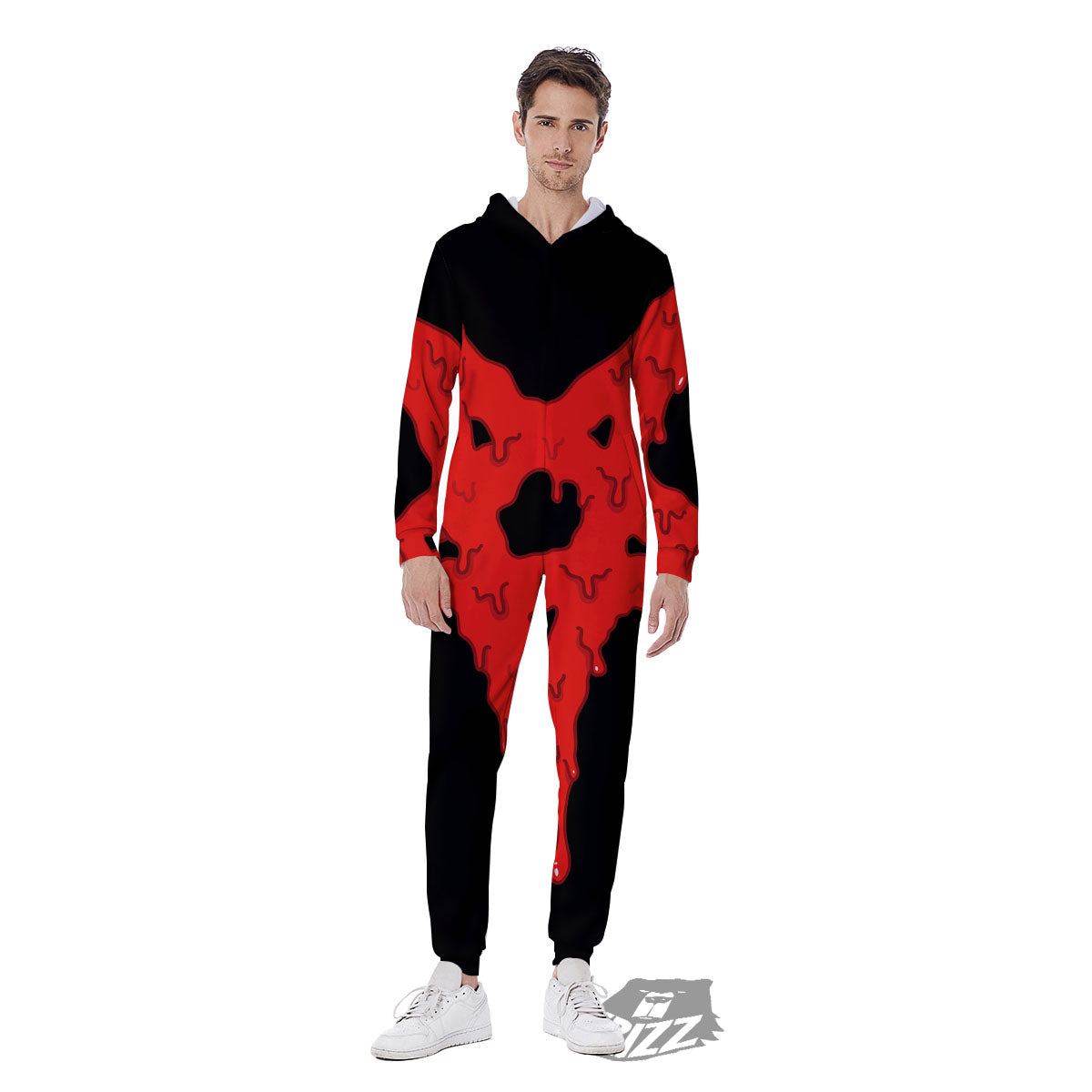 Symbol Red Pentagram Print Men's Jumpsuit-grizzshop