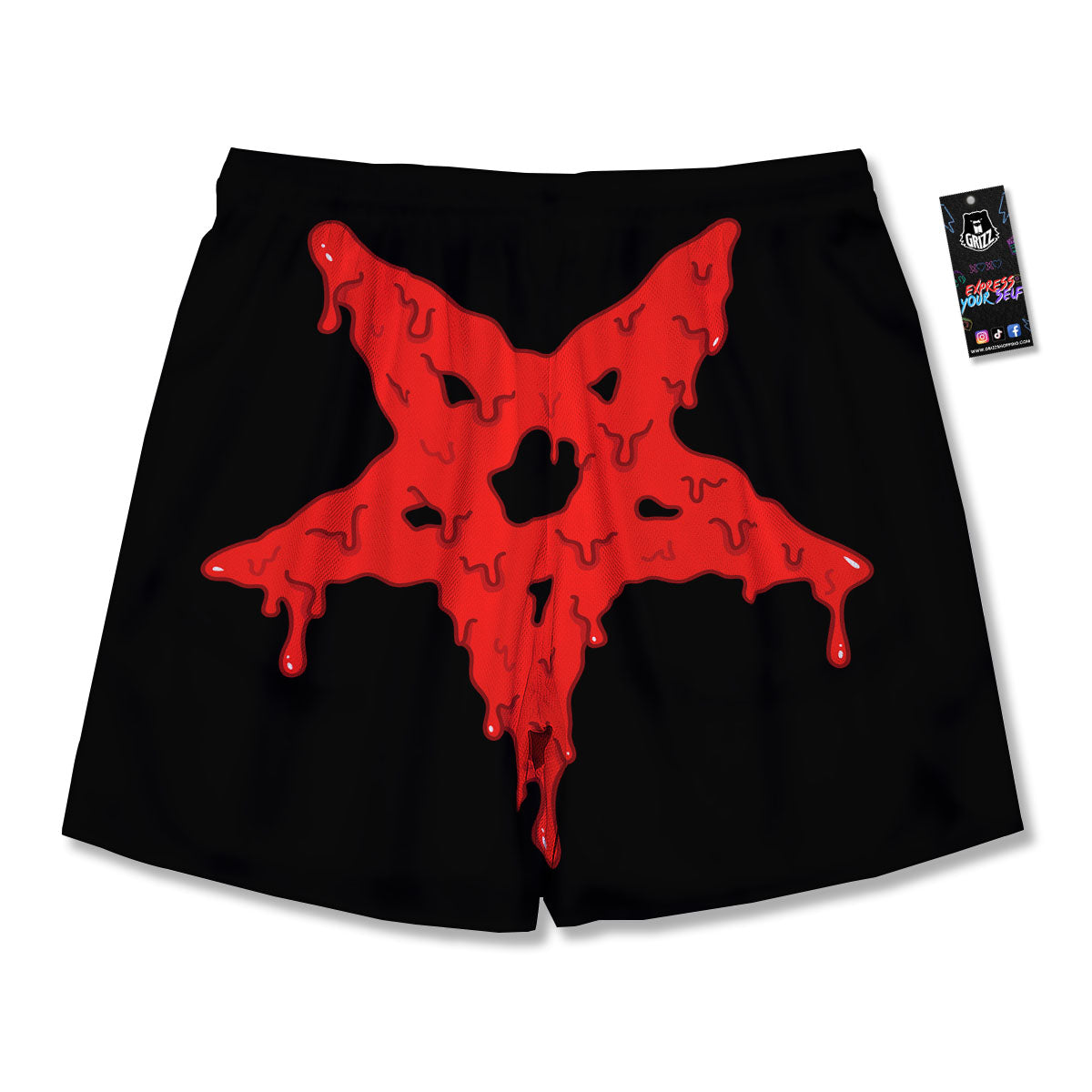 Symbol Red Pentagram Print Men's Running Shorts-grizzshop