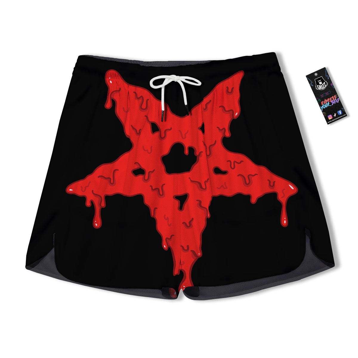 Symbol Red Pentagram Print Men's Running Shorts-grizzshop