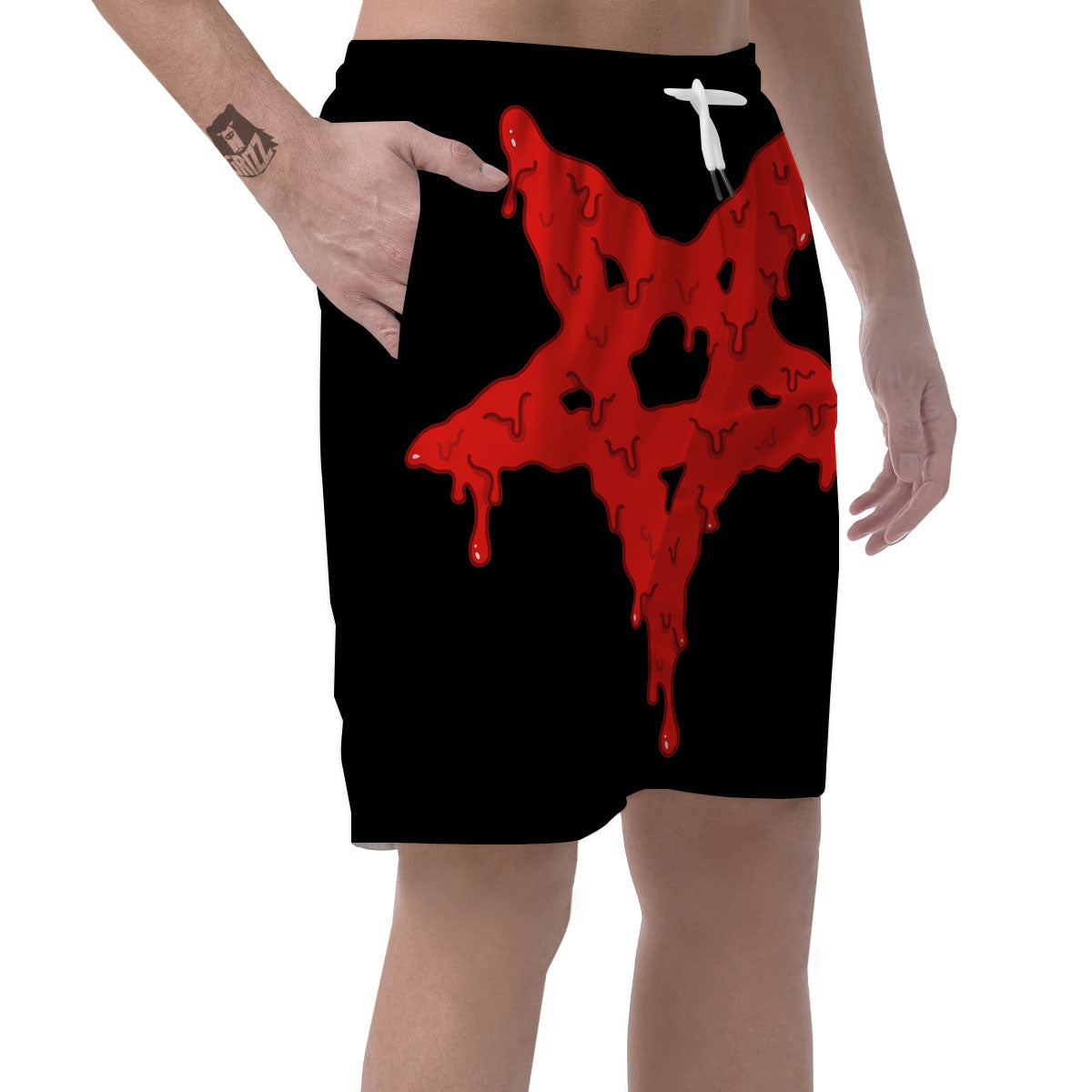 Symbol Red Pentagram Print Men's Shorts-grizzshop