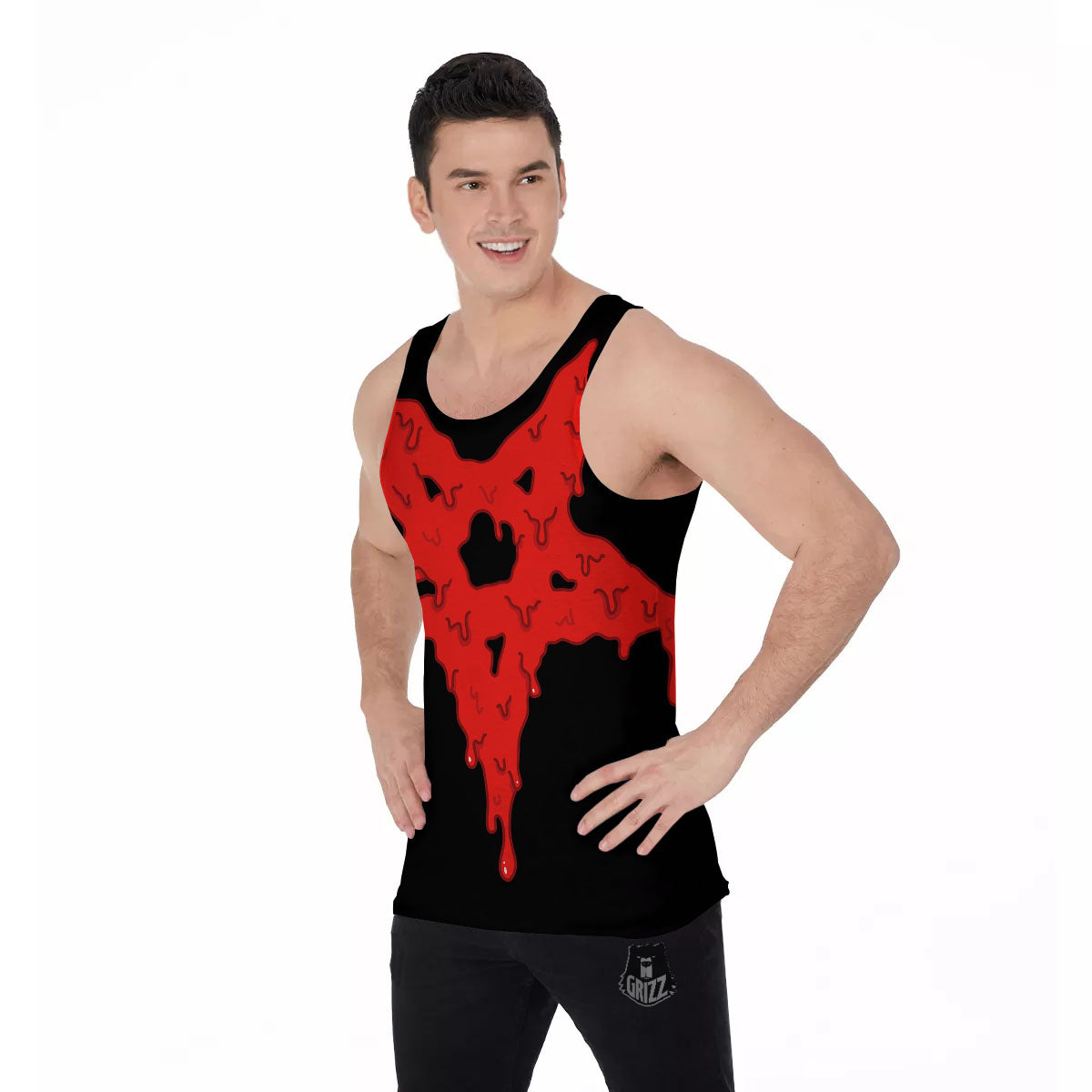 Symbol Red Pentagram Print Men's Tank Top-grizzshop