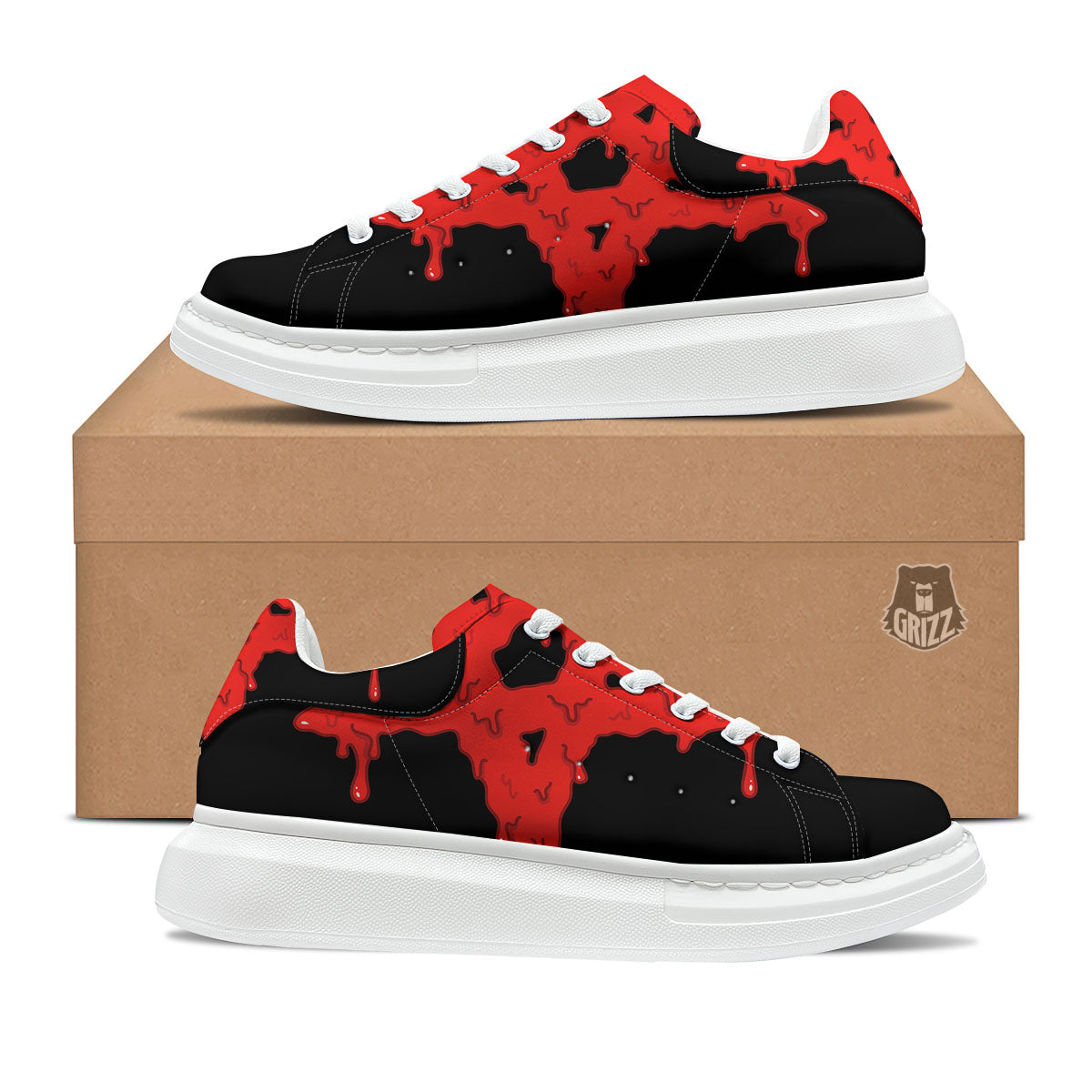 Symbol Red Pentagram Print Platform Shoes-grizzshop
