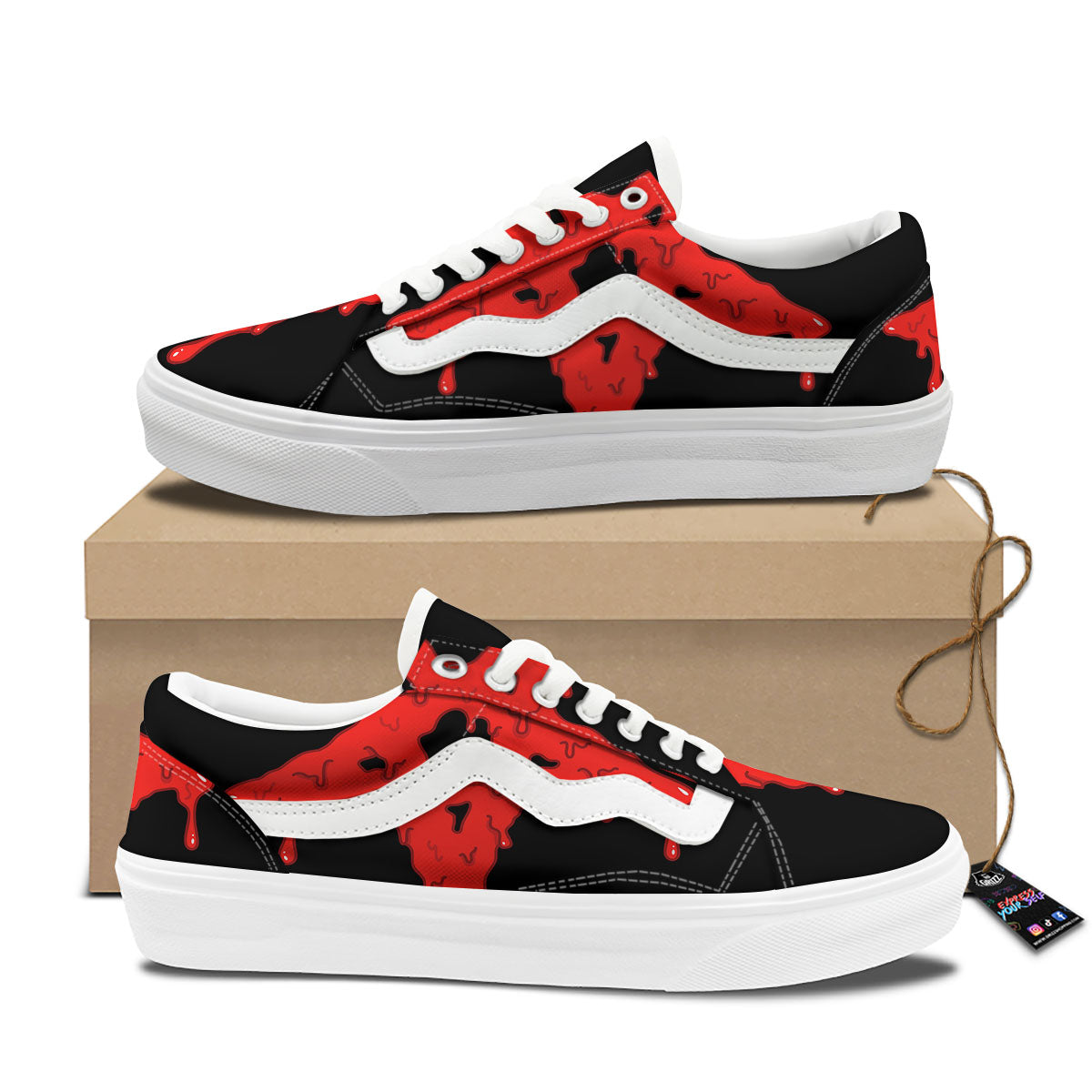 Symbol Red Pentagram Print Skate Shoes-grizzshop