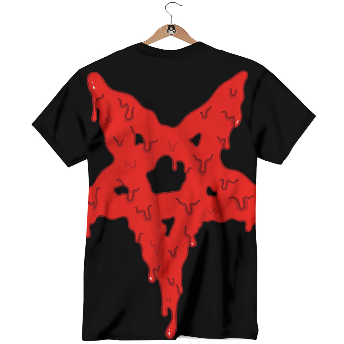 Symbol Red Pentagram Print T-Shirt-grizzshop