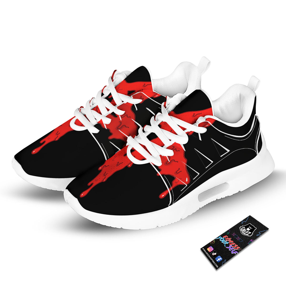 Symbol Red Pentagram Print Tennis Shoes-grizzshop