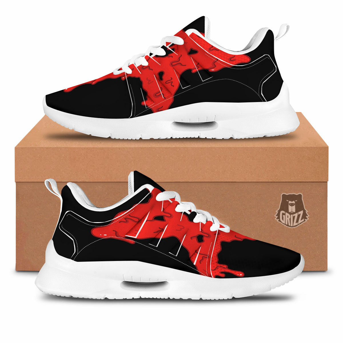 Symbol Red Pentagram Print Tennis Shoes-grizzshop