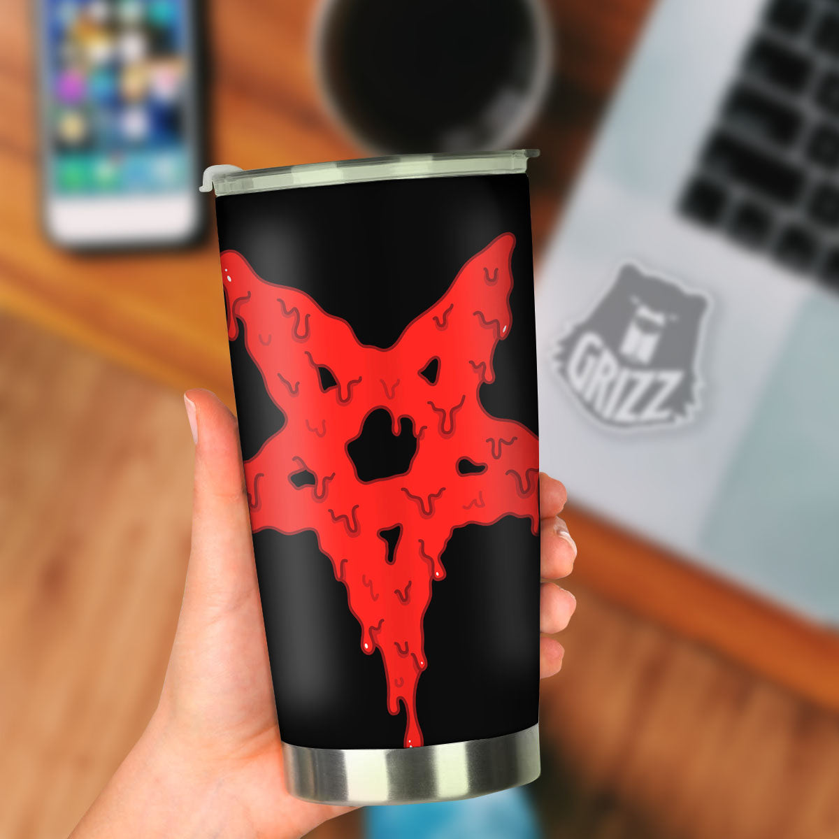 Symbol Red Pentagram Print Tumbler-grizzshop