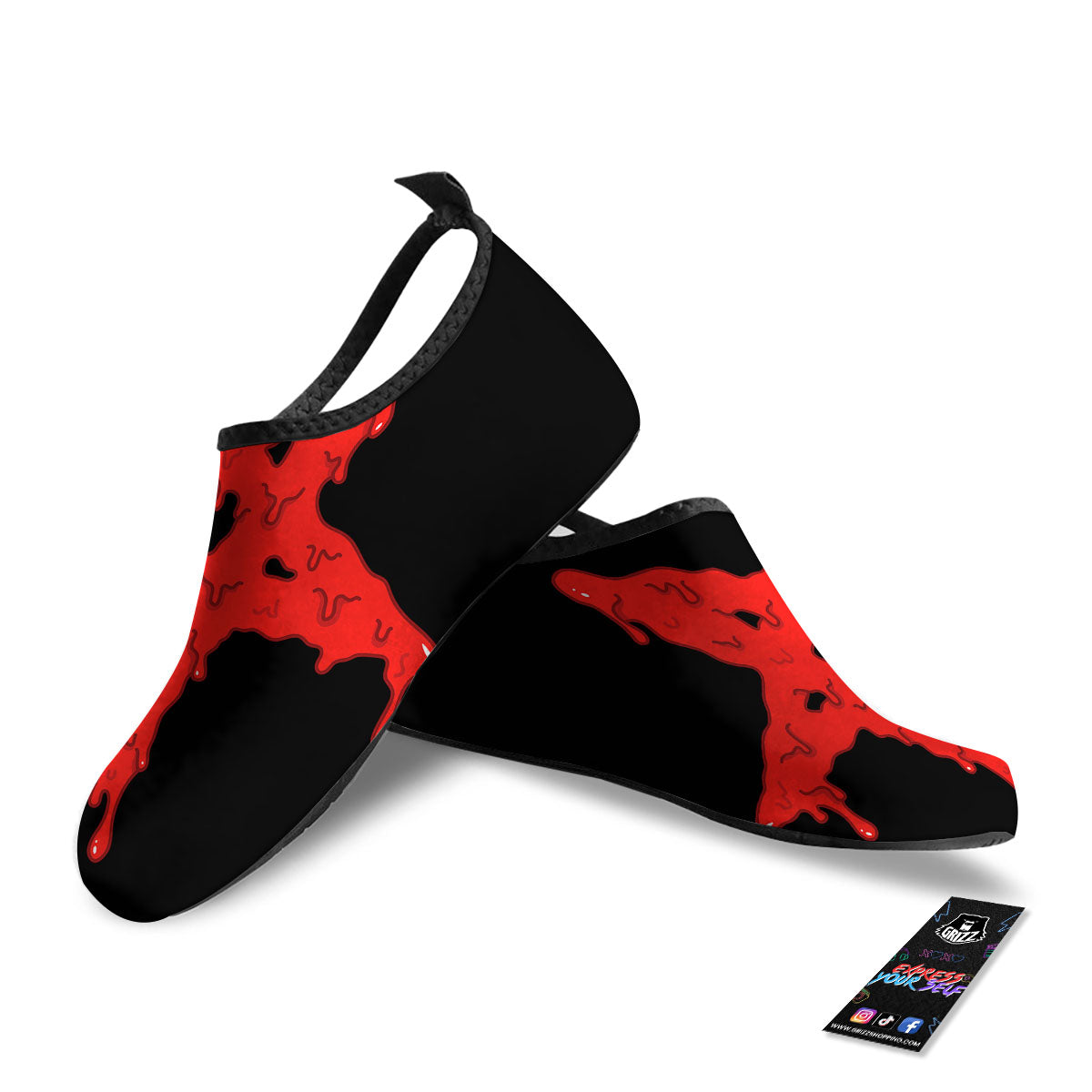 Symbol Red Pentagram Print Water Shoes-grizzshop