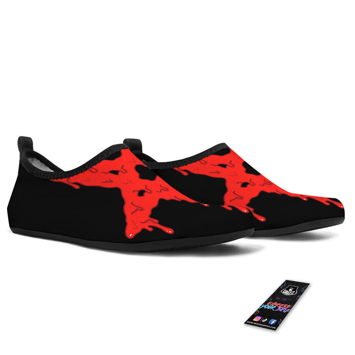 Symbol Red Pentagram Print Water Shoes-grizzshop