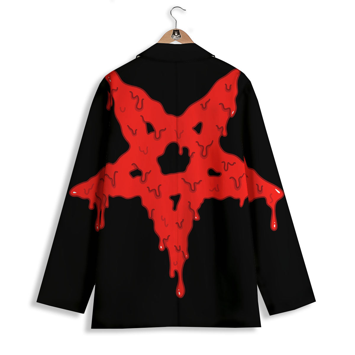 Symbol Red Pentagram Print Women's Blazer-grizzshop