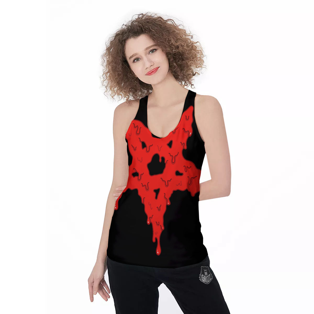 Symbol Red Pentagram Print Women's Racerback Tank Top-grizzshop