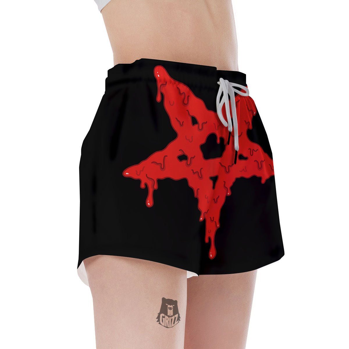 Symbol Red Pentagram Print Women's Shorts-grizzshop